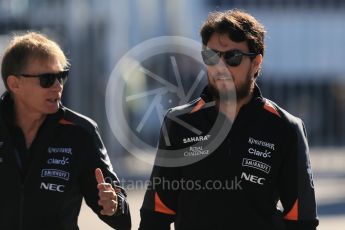 World © Octane Photographic Ltd. Sahara Force India VJM08B – Sergio Perez. Sunday 6th September 2015, F1 Italian GP Paddock, Monza, Italy. Digital Ref: 1417LB1D2172