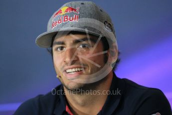 World © Octane Photographic Ltd. FIA Drivers’ Press Conference. Thursday 3rd September 2015, F1 Italian GP Press Conference, Monza, Italy. Carlos Sainz - Scuderia Toro Rosso. Digital Ref: 1401LB1D8217