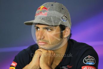 World © Octane Photographic Ltd. FIA Drivers’ Press Conference. Thursday 3rd September 2015, F1 Italian GP Press Conference, Monza, Italy. Carlos Sainz - Scuderia Toro Rosso. Digital Ref: 1401LB1D8306