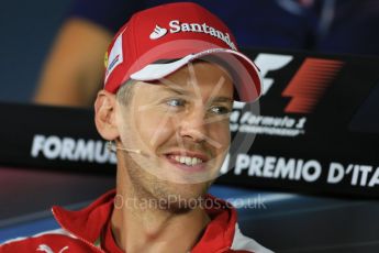 World © Octane Photographic Ltd. FIA Drivers’ Press Conference. Thursday 3rd September 2015, F1 Italian GP Press Conference, Monza, Italy. Sebastian Vettel - Scuderia Ferrari. Digital Ref: 1401LB1D8468