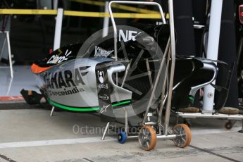 World © Octane Photographic Ltd. Sahara Force India VJM08B sidepod covers. Thursday 3rd September 2015, F1 Italian GP Paddock, Monza, Italy. Digital Ref: 1400LB1D8071