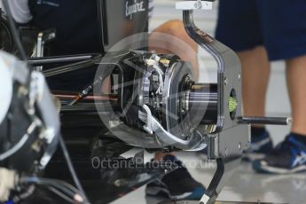World © Octane Photographic Ltd. Williams Martini Racing FW37 rear brakes. Thursday 3rd September 2015, F1 Italian GP Paddock, Monza, Italy. Digital Ref: 1400LB1D8101