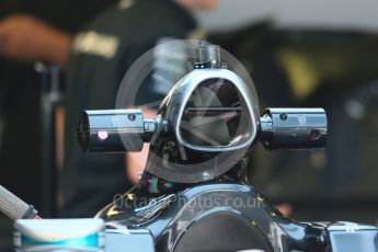 World © Octane Photographic Ltd. Mercedes AMG Petronas F1 W06 Hybrid intake with practice sensors. Thursday 3rd September 2015, F1 Italian GP Paddock, Monza, Italy. Digital Ref: 1400LB1D8114