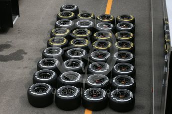 World © Octane Photographic Ltd. McLaren Honda MP4/30 Pirelli Soft (Yellow) and Medium (White) tyres. Thursday 3rd September 2015, F1 Italian GP Paddock, Monza, Italy. Digital Ref: 1400LB5D8150