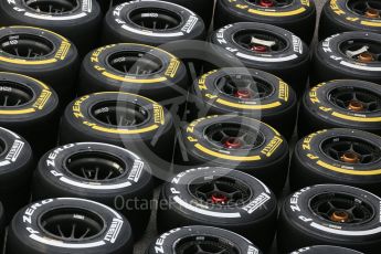 World © Octane Photographic Ltd. McLaren Honda MP4/30 Pirelli Soft (Yellow) and Medium (White) tyres. Thursday 3rd September 2015, F1 Italian GP Paddock, Monza, Italy. Digital Ref: 1400LB5D8153