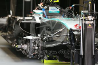 World © Octane Photographic Ltd. Mercedes AMG Petronas F1 W06 Hybrid Front brakes – Nico Rosberg. Friday 4th September 2015, F1 Italian GP Pitlane, Monza, Italy. Digital Ref: 1404LB1D8520
