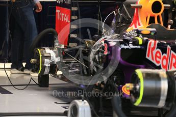 World © Octane Photographic Ltd. Infiniti Red Bull Racing RB11 rear brakes – Daniel Ricciardo. Friday 4th September 2015, F1 Italian GP Pitlane, Monza, Italy. Digital Ref: 1404LB1D8547