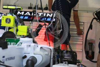 World © Octane Photographic Ltd. Williams Martini Racing FW37 rear wing  – Valtteri Bottas. Friday 4th September 2015, F1 Italian GP Pitlane, Monza, Italy. Digital Ref: 1404LB1D8561