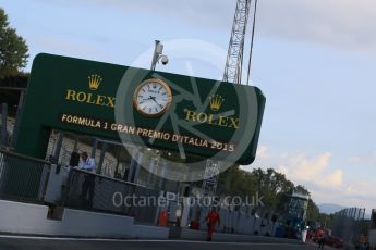 World © Octane Photographic Ltd. Friday 4th September 2015, F1 Italian GP Pitlane clock, Monza, Italy. Digital Ref: 1404LB1D8667