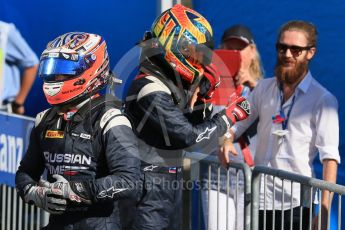 World © Octane Photographic Ltd. Saturday 5th September 2015. Russian Time – Mitch Evans and Artem Markelov. GP2 Race 1, Monza, Italy. Digital Ref. : 1413LB1D1771