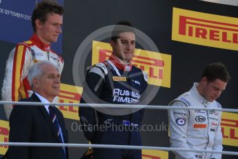 World © Octane Photographic Ltd. Sunday 6th September 2015. Russian Time – Mitch Evans (1st), Campos Racing – Arthur Pic (2nd) and ART Grand Prix – Stoffel Vandoorne (3rd). GP2 Race 2, Monza, Italy. Digital Ref. : 1416LB1D2401
