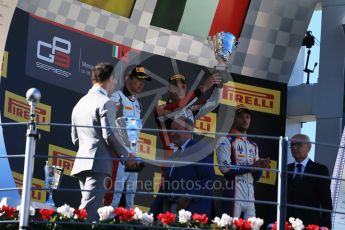 World © Octane Photographic Ltd. Sunday 6th September 2015. ART Grand Prix – Marvin Kirchhofer (1st) and Esteban Ocon (2nd) and Trident – Luca Ghiotto (3rd). GP3 Race 2 - Monza, Italy. Digital Ref. : 1415LB1D2250