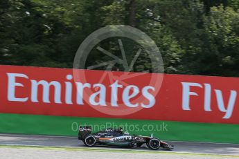 World © Octane Photographic Ltd. Sahara Force India VJM08B – Sergio Perez. Friday 4th September 2015, F1 Italian GP Practice 1, Monza, Italy. Digital Ref: 1405LB1D8713