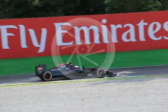 World © Octane Photographic Ltd. McLaren Honda MP4/30 - Jenson Button. Friday 4th September 2015, F1 Italian GP Practice 1, Monza, Italy. Digital Ref: 1405LB1D8847