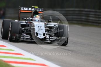 World © Octane Photographic Ltd. Sahara Force India VJM08B – Sergio Perez. Friday 4th September 2015, F1 Italian GP Practice 1, Monza, Italy. Digital Ref: 1405LB7D5551