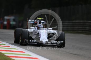 World © Octane Photographic Ltd. Williams Martini Racing FW37 – Valtteri Bottas. Friday 4th September 2015, F1 Italian GP Practice 1, Monza, Italy. Digital Ref: 1405LB7D5728