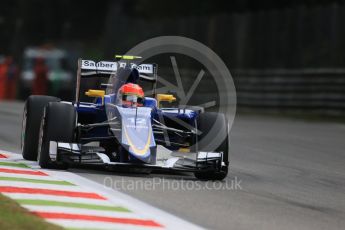 World © Octane Photographic Ltd. Sauber F1 Team C34-Ferrari – Felipe Nasr. Friday 4th September 2015, F1 Italian GP Practice 1, Monza, Italy. Digital Ref: 1405LB7D5741