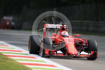 World © Octane Photographic Ltd. Scuderia Ferrari SF15-T– Sebastian Vettel. Friday 4th September 2015, F1 Italian GP Practice 1, Monza, Italy. Digital Ref: 1405LB7D6029