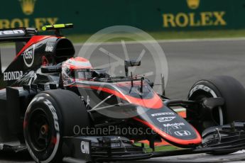 World © Octane Photographic Ltd. McLaren Honda MP4/30 - Jenson Button. Friday 4th September 2015, F1 Italian GP Practice 2, Monza, Italy. Digital Ref: 1407LB1D9448