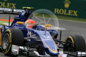 World © Octane Photographic Ltd. Sauber F1 Team C34-Ferrari – Felipe Nasr. Friday 4th September 2015, F1 Italian GP Practice 2, Monza, Italy. Digital Ref: 1407LB1D9729