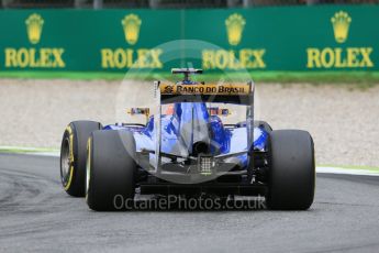 World © Octane Photographic Ltd. Sauber F1 Team C34-Ferrari – Felipe Nasr. Friday 4th September 2015, F1 Italian GP Practice 2, Monza, Italy. Digital Ref: 1407LB1D9910