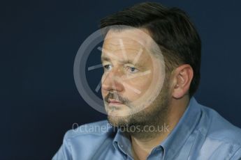 World © Octane Photographic Ltd. FIA Team Personnel Press Conference. Friday 4th September 2015, F1 Italian GP Press Conference, Monza, Italy. Paul Hembery – Pirelli Motorsport Director. Digital Ref: 1408LB1D0005