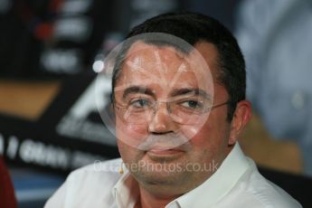 World © Octane Photographic Ltd. FIA Team Personnel Press Conference. Friday 4th September 2015, F1 Italian GP Press Conference, Monza, Italy. Eric Boullier – McLaren Honda Racing Director. Digital Ref: 1408LB1D0072