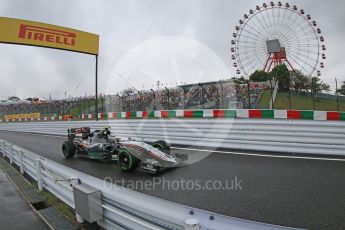 World © Octane Photographic Ltd. Sahara Force India VJM08B – Sergio Perez. Friday 25th September 2015, F1 Japanese Grand Prix, Practice 2, Suzuka. Digital Ref: