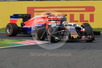 World © Octane Photographic Ltd. Scuderia Toro Rosso STR10 – Carlos Sainz Jnr and Manor Marussia F1 Team MR03B – William Stevens. Saturday 26th September 2015, F1 Japanese Grand Prix, Practice 3, Suzuka. Digital Ref: