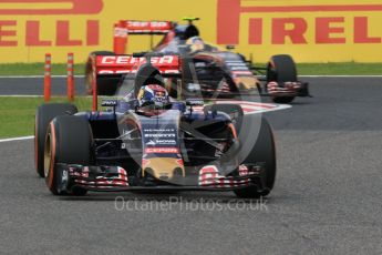 World © Octane Photographic Ltd. Scuderia Toro Rosso STR10 – Max Verstappen and Carlos Sainz Jnr. Saturday 26th September 2015, F1 Japanese Grand Prix, Practice 3, Suzuka. Digital Ref: