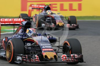 World © Octane Photographic Ltd. Scuderia Toro Rosso STR10 – Max Verstappen and Carlos Sainz Jnr. Saturday 26th September 2015, F1 Japanese Grand Prix, Practice 3, Suzuka. Digital Ref: