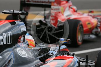 World © Octane Photographic Ltd. Scuderia Ferrari SF15-T– Kimi Raikkonen and McLaren Honda MP4/30 – Fernando Alonso. Saturday 26th September 2015, F1 Japanese Grand Prix, Practice 3, Suzuka. Digital Ref:
