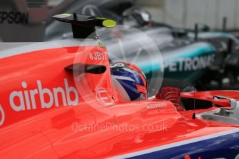 World © Octane Photographic Ltd. Manor Marussia F1 Team MR03B – Alexander Rossi and Mercedes AMG Petronas F1 W06 Hybrid – Nico Rosberg. Saturday 26th September 2015, F1 Japanese Grand Prix, Practice 3, Suzuka. Digital Ref: