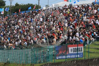 World © Octane Photographic Ltd. The Crowd and Max Verstappen flag. Saturday 26th September 2015, F1 Japanese Grand Prix, Qualifying, Suzuka. Digital Ref: