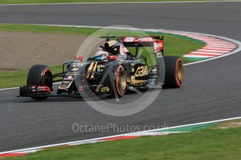 World © Octane Photographic Ltd. Lotus F1 Team E23 Hybrid – Romain Grosjean. Saturday 26th September 2015, F1 Japanese Grand Prix, Qualifying, Suzuka. Digital Ref: