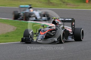 World © Octane Photographic Ltd. McLaren Honda MP4/30 - Jenson Button and Mercedes AMG Petronas F1 W06 Hybrid – Lewis Hamilton. Saturday 26th September 2015, F1 Japanese Grand Prix, Qualifying, Suzuka. Digital Ref: