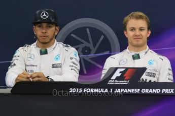 World © Octane Photographic Ltd. Mercedes AMG Petronas – Nico Rosberg (Pole) and Lewis Hamilton (2nd). Saturday 26th September 2015, F1 Japanese Grand Prix, Qualifying, Suzuka. Digital Ref: