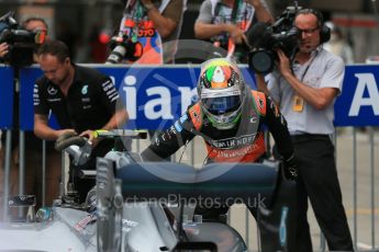 World © Octane Photographic Ltd. Sahara Force India VJM08B – Sergio Perez and Mercedes AMG Petronas – Nico Rosberg (Pole). Saturday 26th September 2015, F1 Japanese Grand Prix, Qualifying, Suzuka. Digital Ref: