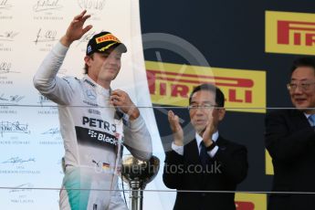 World © Octane Photographic Ltd. Mercedes AMG Petronas F1 W06 Hybrid – Nico Rosberg (2nd). Sunday 27th September 2015, F1 Japanese Grand Prix, Podium, Suzuka. Digital Ref: