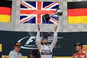 World © Octane Photographic Ltd. Mercedes AMG Petronas F1 W06 Hybrid – Lewis Hamilton (1st). Sunday 27th September 2015, F1 Japanese Grand Prix, Podium, Suzuka. Digital Ref: