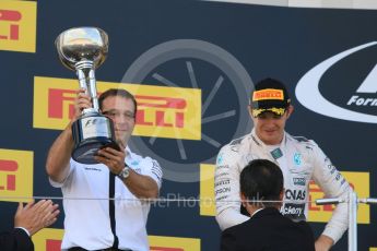 World © Octane Photographic Ltd. Mercedes AMG Petronas F1 W06 Hybrid – Nico Rosberg (2nd). Sunday 27th September 2015, F1 Japanese Grand Prix, Podium, Suzuka. Digital Ref: