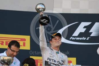 World © Octane Photographic Ltd. Mercedes AMG Petronas F1 W06 Hybrid – Nico Rosberg (2nd). Sunday 27th September 2015, F1 Japanese Grand Prix, Podium, Suzuka. Digital Ref: