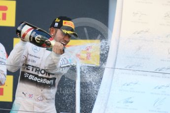 World © Octane Photographic Ltd. Mercedes AMG Petronas F1 W06 Hybrid – Lewis Hamilton (1st). Sunday 27th September 2015, F1 Japanese Grand Prix, Podium, Suzuka. Digital Ref: