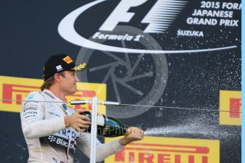 World © Octane Photographic Ltd. Mercedes AMG Petronas F1 W06 Hybrid – Nico Rosberg (2nd). Sunday 27th September 2015, F1 Japanese Grand Prix, Podium, Suzuka. Digital Ref: