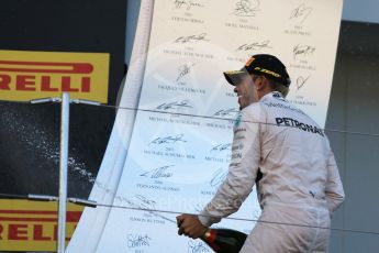 World © Octane Photographic Ltd. Mercedes AMG Petronas F1 W06 Hybrid – Lewis Hamilton (1st). Sunday 27th September 2015, F1 Japanese Grand Prix, Podium, Suzuka. Digital Ref: