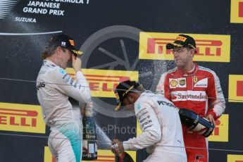 World © Octane Photographic Ltd. Mercedes AMG Petronas F1 W06 Hybrid – Nico Rosberg (2nd). Sunday 27th September 2015, F1 Japanese Grand Prix, Podium, Suzuka. Digital Ref: