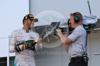 World © Octane Photographic Ltd. Mercedes AMG Petronas F1 W06 Hybrid – Lewis Hamilton (1st). Sunday 27th September 2015, F1 Japanese Grand Prix, Podium, Suzuka. Digital Ref: