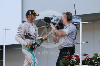 World © Octane Photographic Ltd. Mercedes AMG Petronas F1 W06 Hybrid – Lewis Hamilton (1st). Sunday 27th September 2015, F1 Japanese Grand Prix, Podium, Suzuka. Digital Ref: