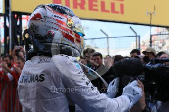 World © Octane Photographic Ltd. Mercedes AMG Petronas F1 W06 Hybrid – Lewis Hamilton (1st). Sunday 27th September 2015, F1 Japanese Grand Prix, Parc Ferme, Suzuka. Digital Ref: