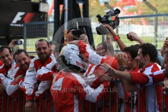 World © Octane Photographic Ltd. Scuderia Ferrari SF15-T– Sebastian Vettel (3rd). Sunday 27th September 2015, F1 Japanese Grand Prix, Parc Ferme, Suzuka. Digital Ref: